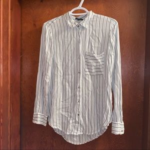 White Blouse with Black Stripes